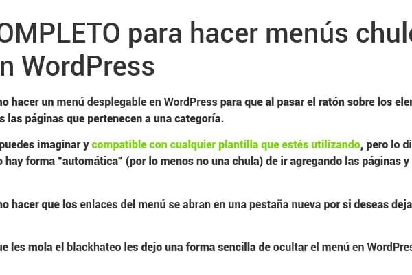 A post in Spanish where one phrase in the middle of a paragraph is shown in light green.